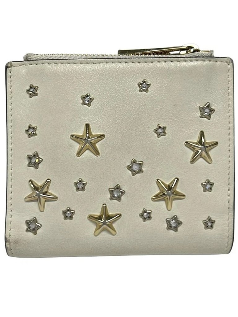 Jimmy Choo Honey  Cream Gold Clear Leather Hardware Bifold Wallet